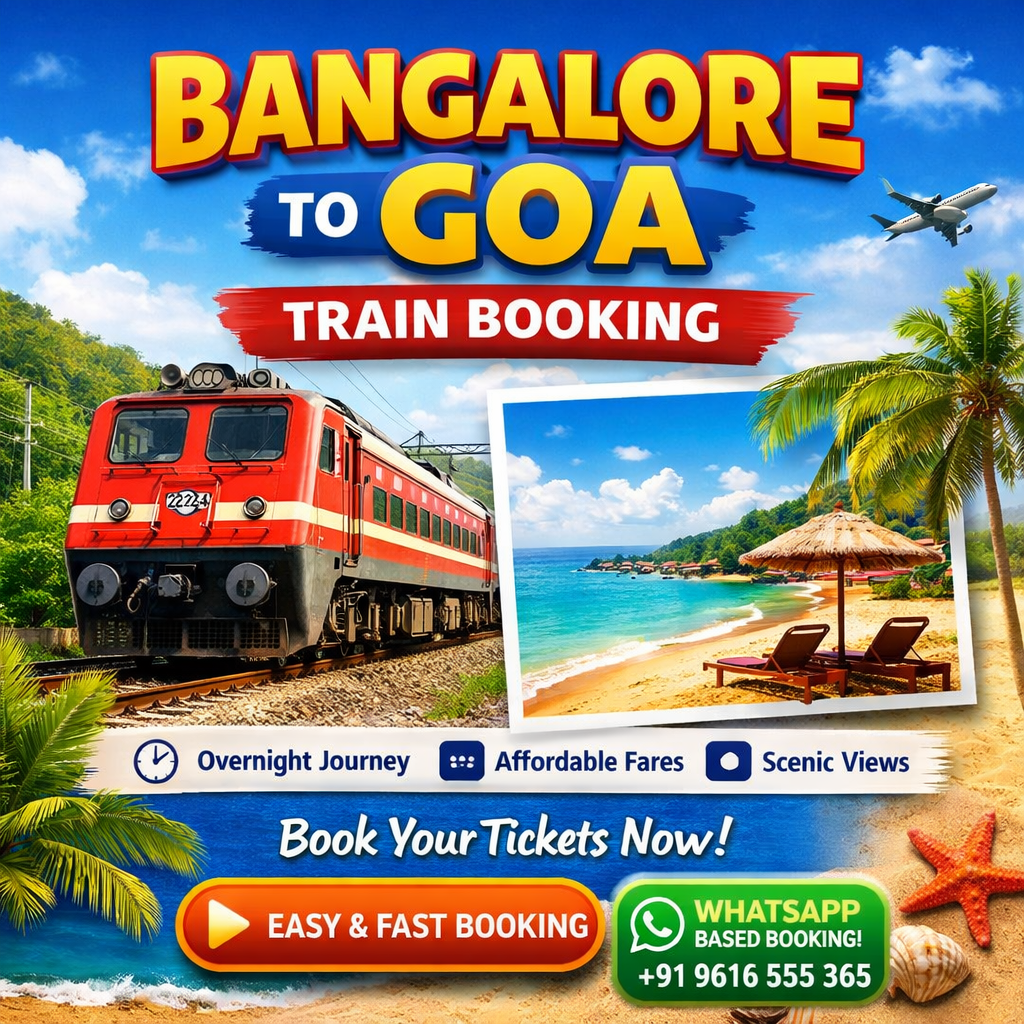 Bangalore to Goa train booking with timings, ticket fares and scenic travel route to Goa