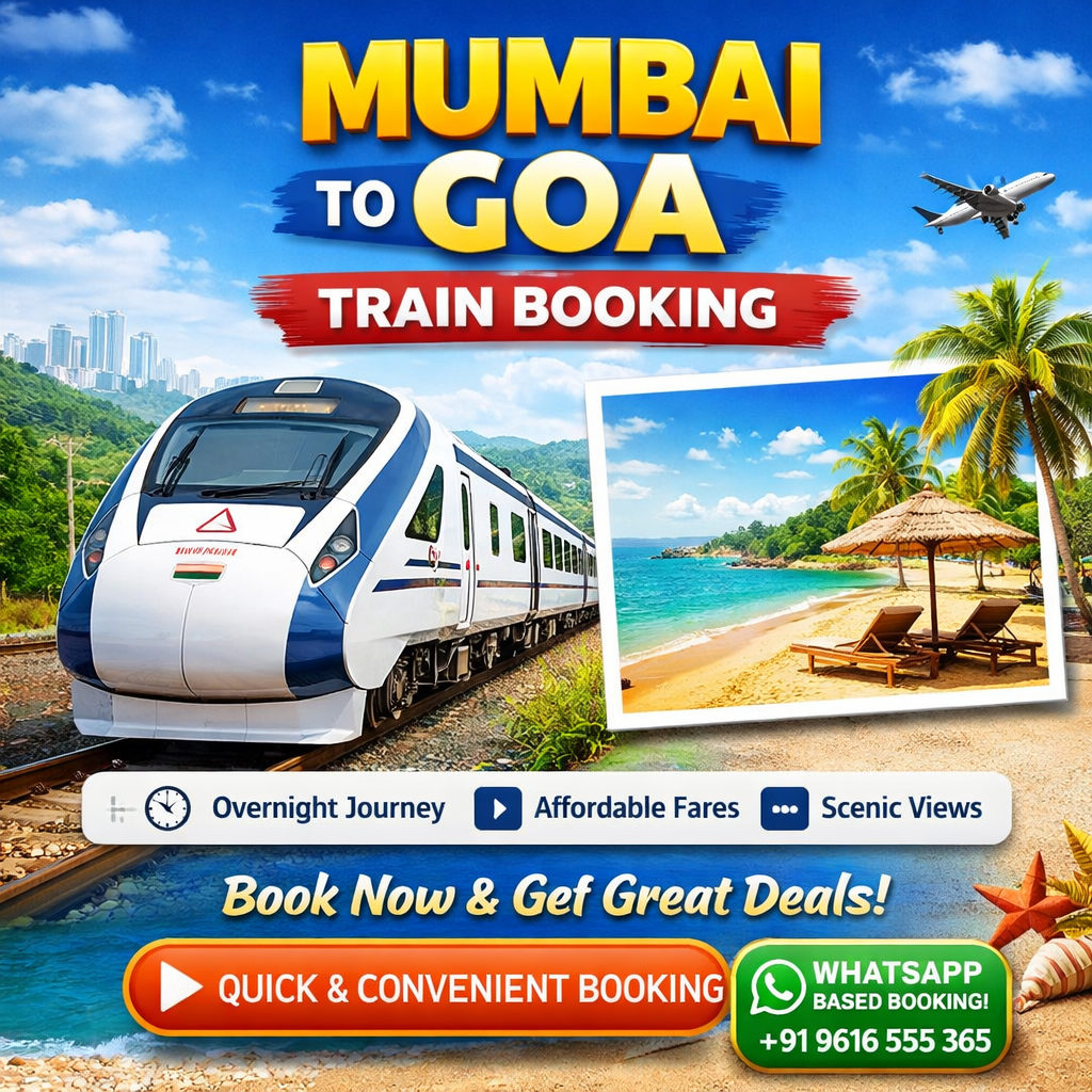Mumbai to Goa train booking with schedule, seat availability and scenic Konkan railway journey