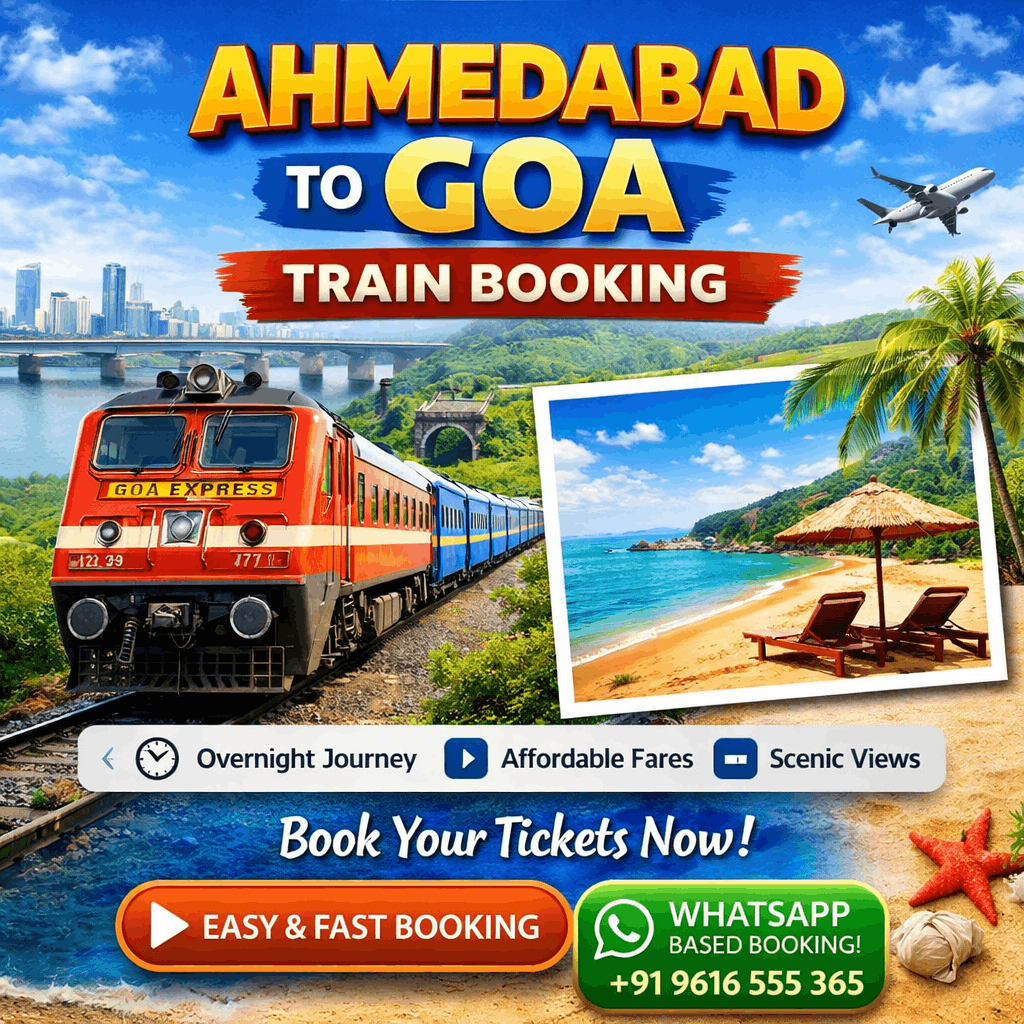 Ahmedabad to Goa train booking with schedule, fare details and comfortable travel options