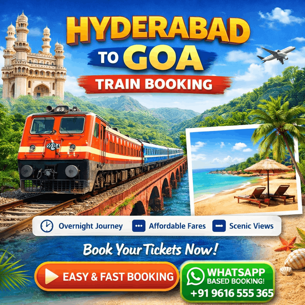 Hyderabad to Goa train booking with schedule, fares and convenient travel options to Goa