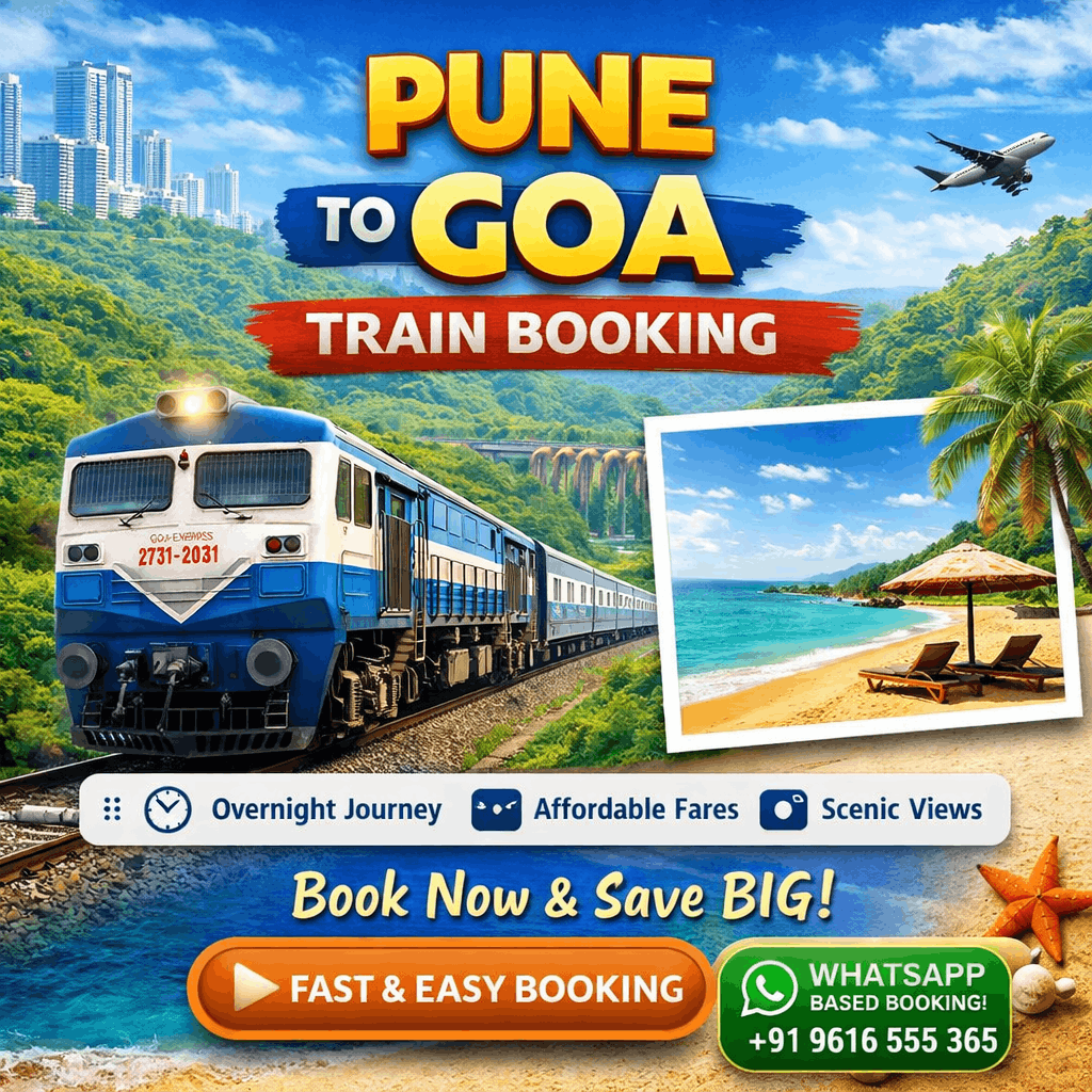 Pune to Goa train journey with fast trains, seat availability and beautiful Western Ghats route